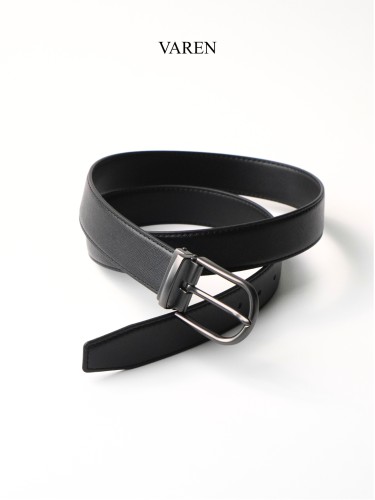 Thắt Lưng Nam Da Bò Saffiano Thương Hiệu VAREN Bản Dây 3.3cm Khóa Hợp Kim Màu Xám Dây Nịt Nam TL11 Xám